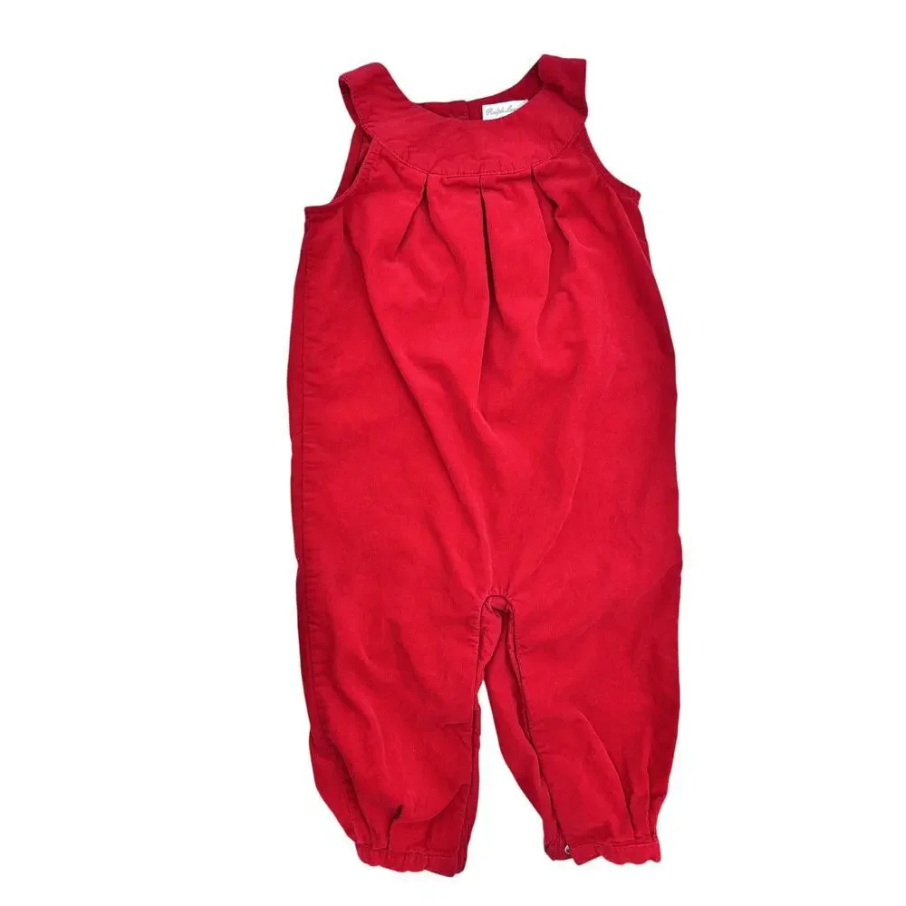 Ralph Lauren Red Corduroy Jumpsuit Overalls Baby Toddler Girl size 18 Months